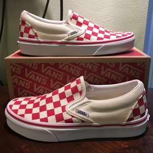 Racing Red/ Off White Checkered Vans